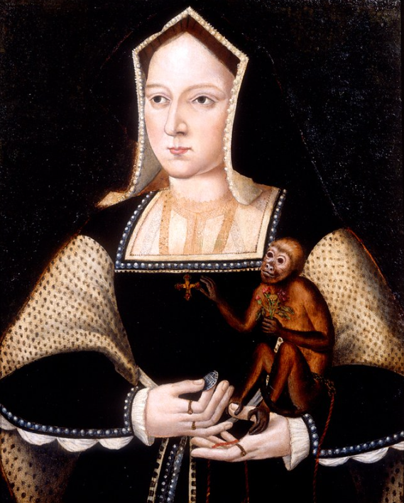 A portrait of Catherine of Aragon and her pet monkey