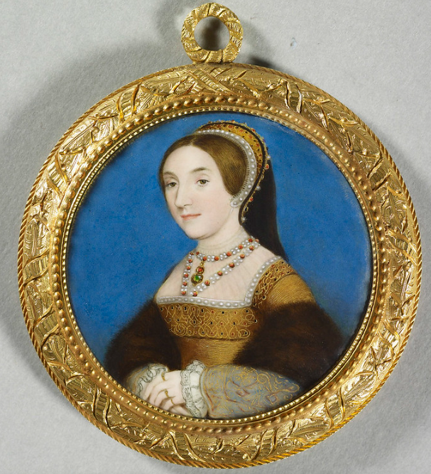 A minature portrait of a Tudor woman believed to be Katherine Howard. 