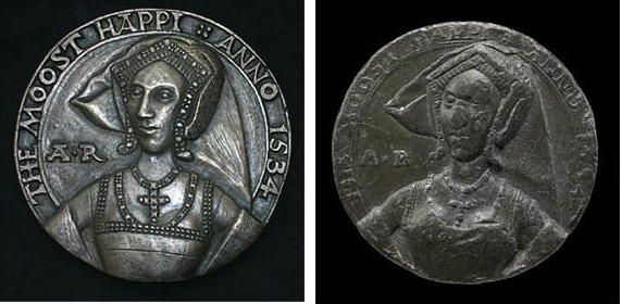 A side by side comparison of the "Most Happi" medal as it exists currently and digitally restored. The Most Happi medal is the only known surviving likeness of Anne Boleyn created during her lifetime. 